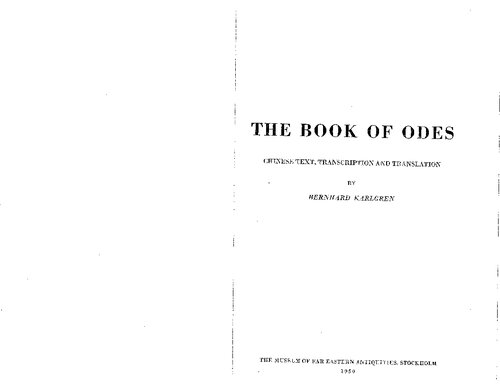 The Book of Odes : Chinese Text , Transcription and Translation ( Shijing )