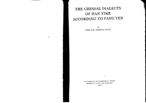 The Chinese Dialects of Han Time According to Fang Yen