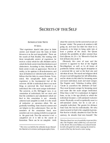 Secrets of the Self (Asrar'e Khudi)