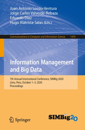 Information management and big data : 7th Annual International Conference, SIMBig 2020, Lima, Peru, October 1-3, 2020, Proceedings