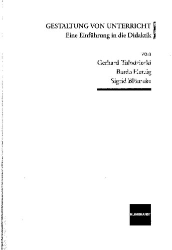 Gestaltung von Unterricht. Eine Einführung in die Didaktik