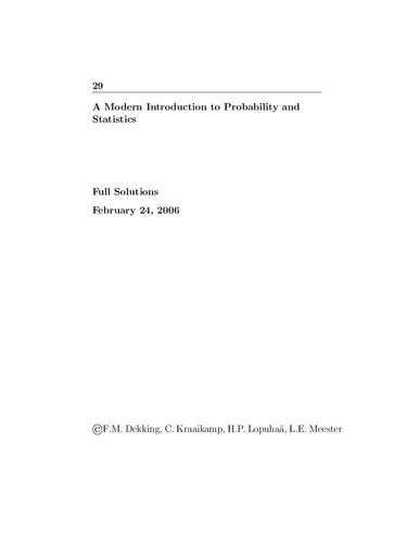 Instructor Solution Manual To Accompany A Modern Introduction to Probability and Statistics: Understanding Why and How (Springer Texts in Statistics) (Instructors' Solutions)