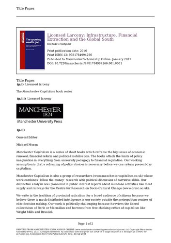 Licensed Larceny: Infrastructure, Financial Extraction and the Global South