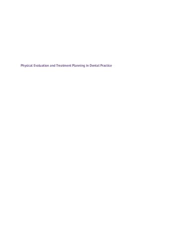 Physical Evaluation and Treatment Planning in Dental Practice