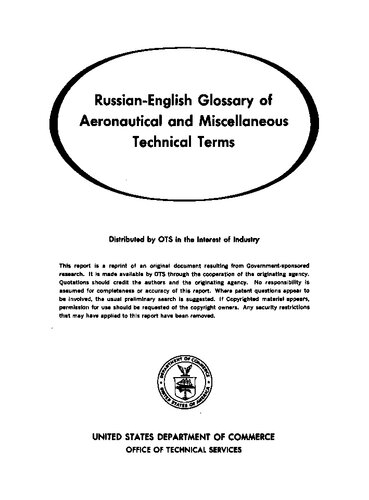 Russian-English Glossary of Aeronautical and Miscellaneous Technical Terms