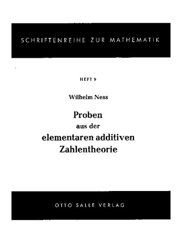 Proben aus der elementaren additiven Zahlentheorie