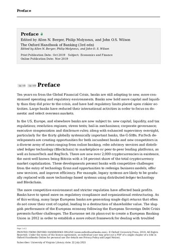 The Oxford Handbook of Banking