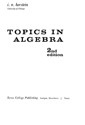 Topics In Algebra, 2nd Edition