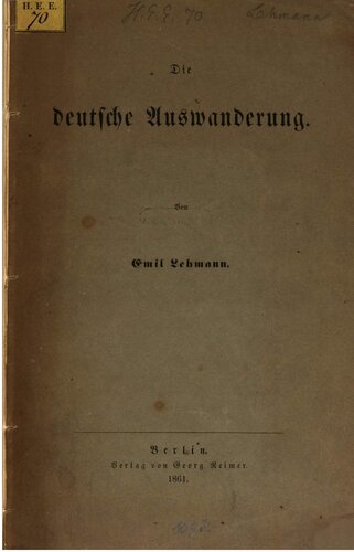 Die deutsche Auswanderung