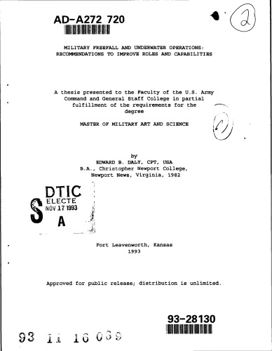 MILITARY FREEFALL AND UNDERWATER OPERATIONS: RECOMMENDATIONS TO IMPROVE ROLES AND CAPABILITIES
