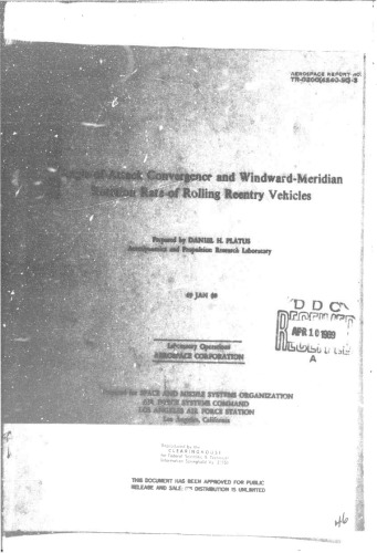 ANGLE-OF-ATTACK CONVERGENCE AND WINDWARD-MERIDIAN ROTATION RATE OF ROLLING REENTRY VEHICLES
