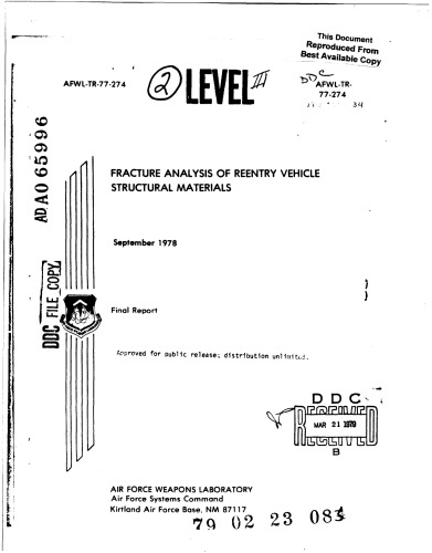 Fracture Analysis of Reentry Vehicle Structural Materials