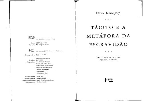 Tácito e a Metáfora da Escravidão: Um Estudo de Cultura Política Romana