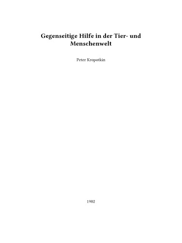 Gegenseitige Hilfe in der Tier- und Menschenwelt