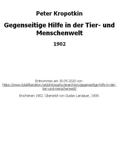 Gegenseitige Hilfe in der Tier- und Menschenwelt