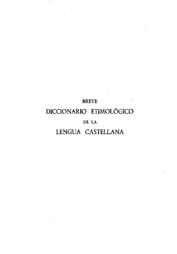 Breve diccionario etimológico de la lengua castellana