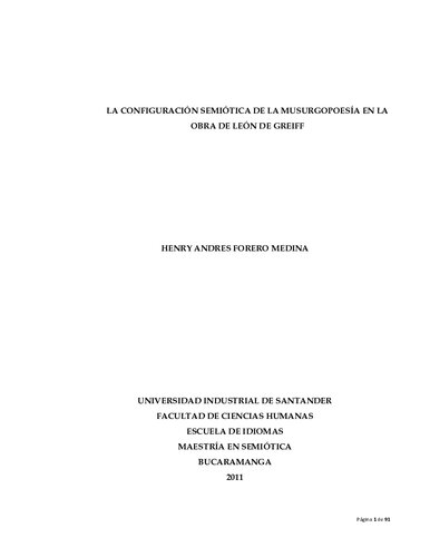 LA CONFIGURACIÓN SEMIÓTICA DE LA MUSURGOPOESÍA EN LA OBRA DE LEÓN DE GREIFF