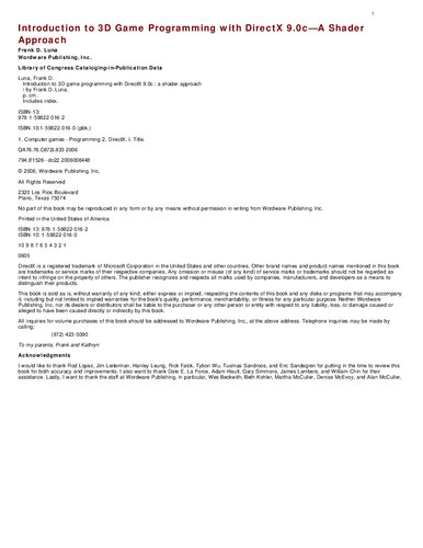 Introduction to 3D Game Programming with DirectX 9.0c: A Shader Approach