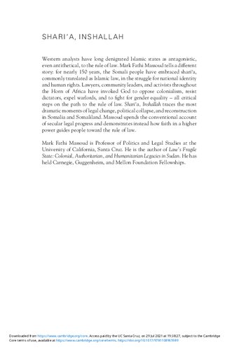 Shari‘a, Inshallah: Finding God in Somali Legal Politics