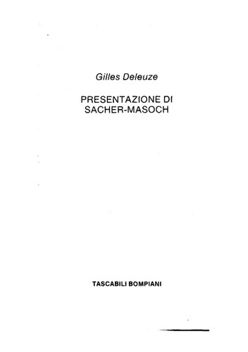 Presentazione di Sacher Masoch