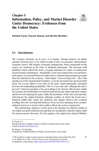Information, Policy, and Market Disorder Under Democracy: Evidences from the United States