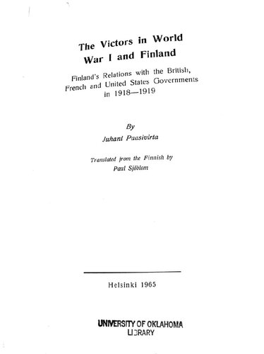 The Victors in World War I and Finland