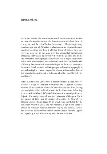 Serving Athena: The Festival of the Panathenaia and the Construction of Athenian Identities