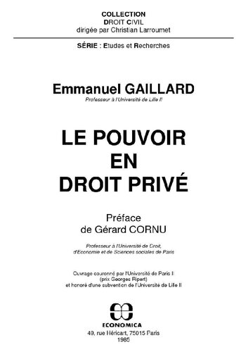 Le pouvoir en droit privé