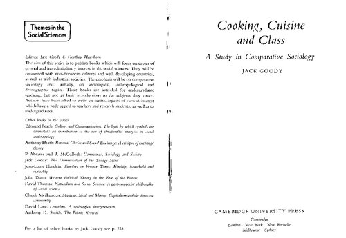 Cooking, cuisine and class: a study in comparative sociology