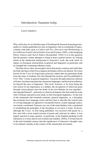 The Cambridge Companion to Saussure ()