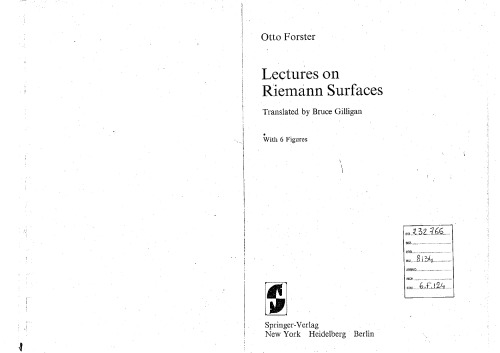 Lectures on Riemann Surfaces