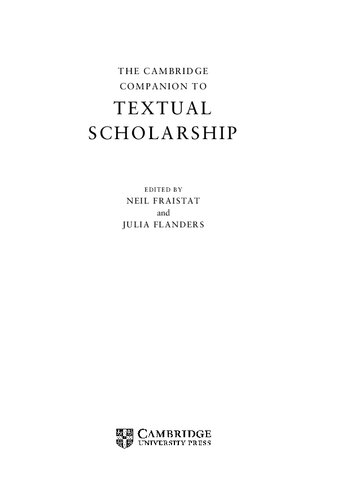 The Cambridge Companion to Textual Scholarship