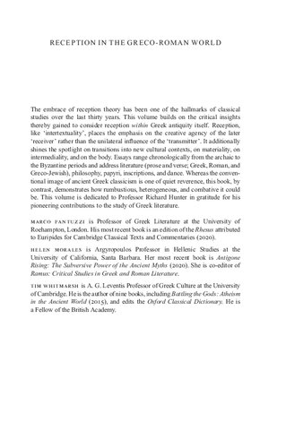 Reception in the Greco-Roman World: Literary Studies in Theory and Practice