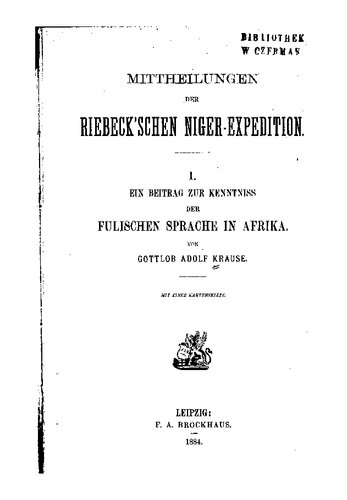 Ein Beitrag zur Kenntniss der fulischen Sprache in Afrika