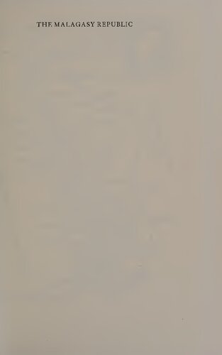 The Malagasy Republic: Madagascar Today