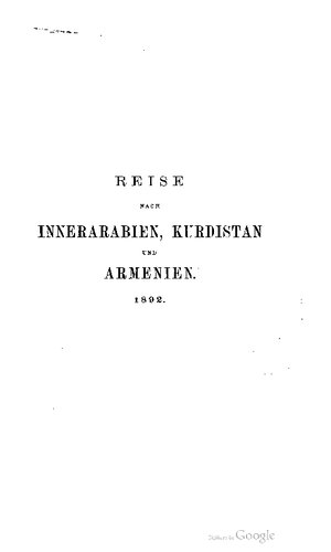 Reise nach Innerarabien, Kurdistan und Armenien 1892