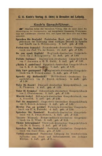 Die Suahili-Sprache, enthaltend Grammatik, Gespräche und Wörterverzeichnissemit einem Anhange: Sansibar-Arabisch, sowie Wörterverzeichnissen der Sprachen von Usambara, Bondei, Unyamwezi und des Yao
