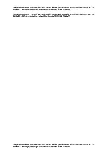 Inequality Theorems Problems with Solutions for AMTI Aryabhatta IJSO IQEJS IIT Foundation AOPS ISI TOMATO LIMIT Olympiads High School MathCounts AMC AIME BOLIVAR