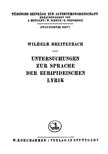 Untersuchungen zur Sprache der euripideischen Lyrik