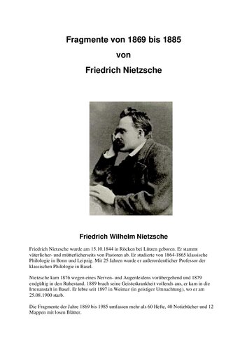 Fragmente von 1869-1885 (2251 S., Text)