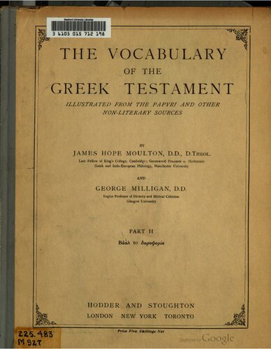 The Vocabulary of the Greek Testament