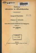 Gotische Lehnwörter im Althochdeutschen