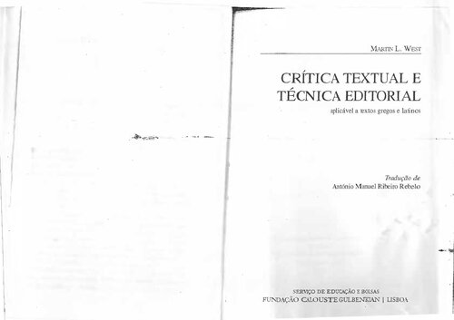 Crítica textual e técnica editorial aplicável a textos gregos e latinos
