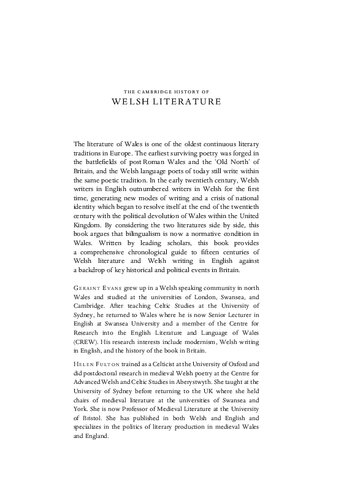 The Cambridge History of Welsh Literature