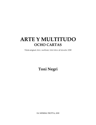 Arte y multitudo. Ocho cartas