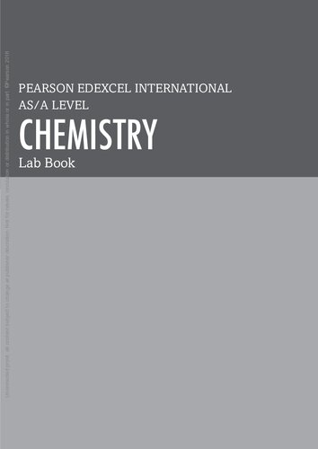 Pearson Edexcel International A Level Chemistry Lab Book: Lab Book