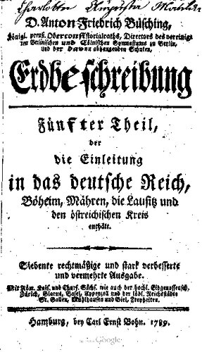 Die Einleitung zu Deutschland, Böhmen, Mähren, die Lausitz und den östreichischen Kreis