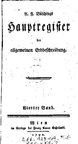 A. F. Büschings Hauptregister der allgemeinen Erdbeschreibung