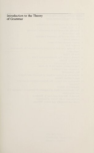 Introduction To The Theory Of Grammar