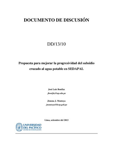 Propuesta para mejorar la progresividad del subsidio cruzado al agua potable en SEDAPAL
